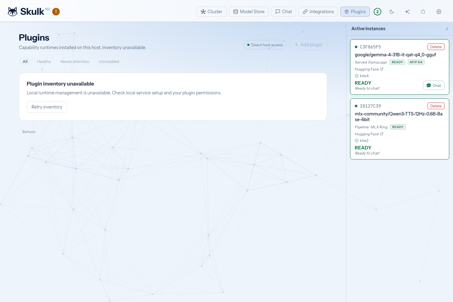Managed plugins and runtime status